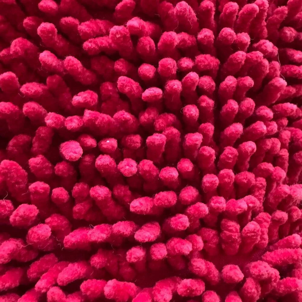New Red Heart Shaped Soft Chenille Shag Plush Throw Pillow 14.5” x 14.5”